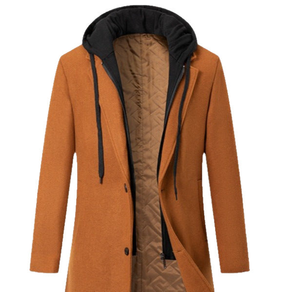 Herren Mantel Übergangsjacke Elegant Mit Abnehmbarer Kapuze