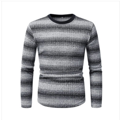 Herren Langarmshirt Strukturiert Streifenmuster Modern