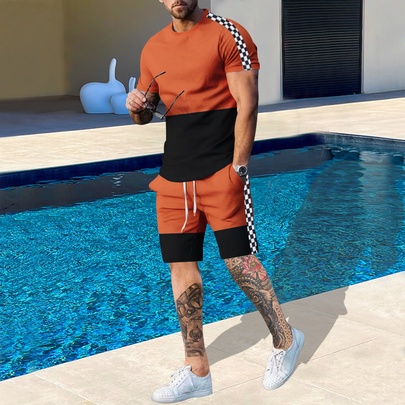 Herren Sportset Kurzarm Kontrastfarben Modern