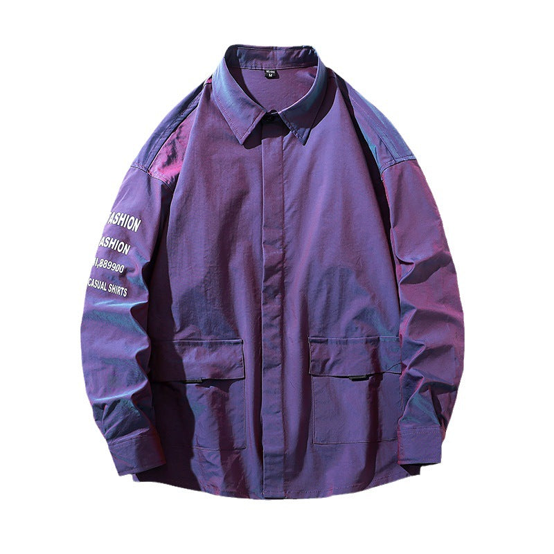 Herren Hemdjacke Lässig Mit Print Detail Modern - BerlinGlamour