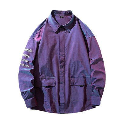 Herren Hemdjacke Lässig Mit Print Detail Modern - BerlinGlamour