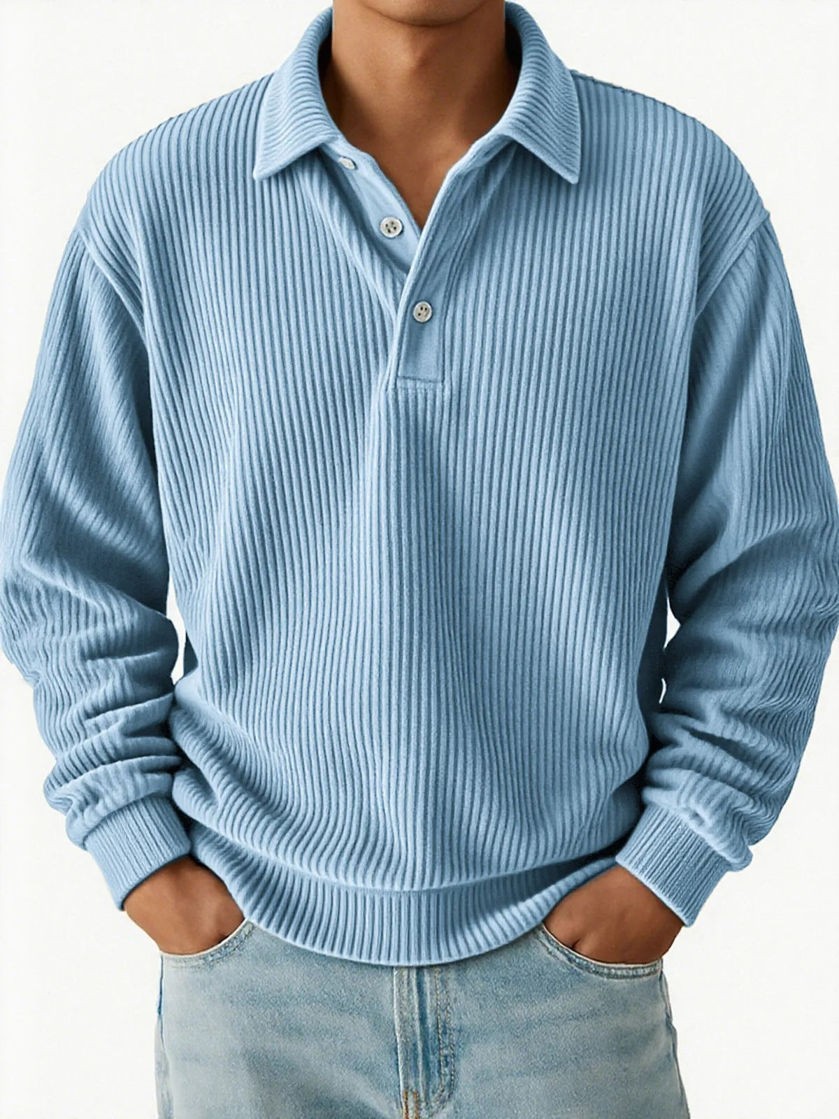 Herren Poloshirt Klassisch Rippstruktur Slim Fit