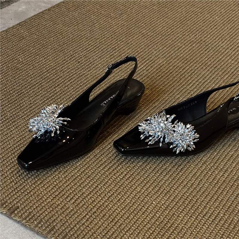 Damen Slingback Pumps mit Kristallen Glitzer Schuhe Abend