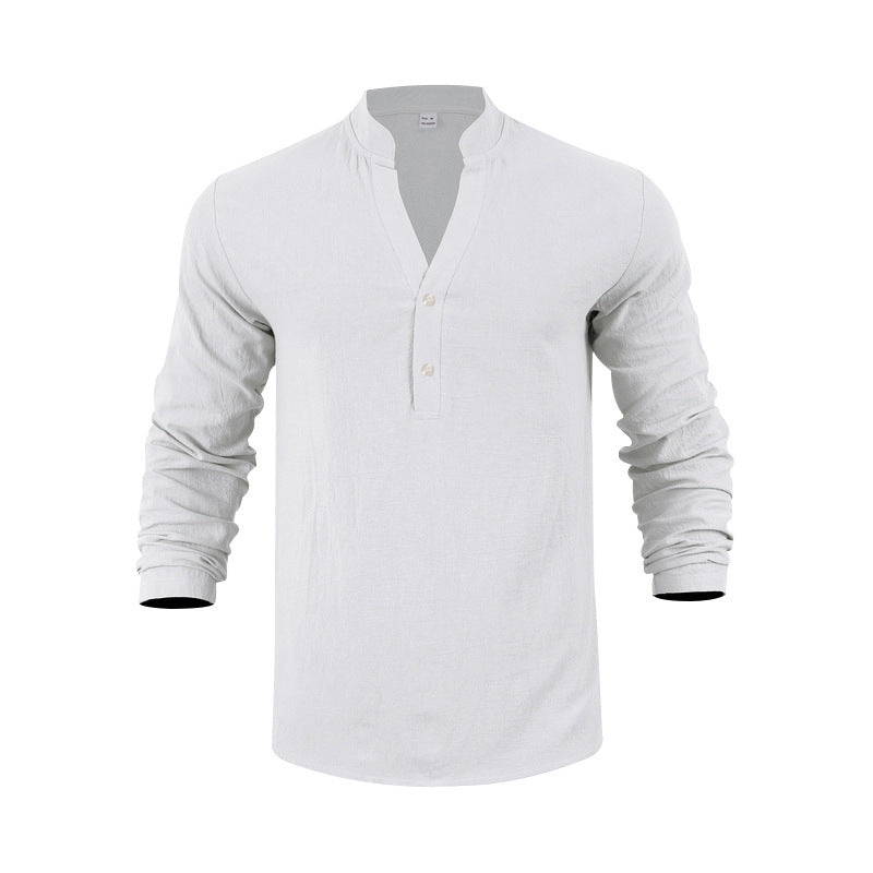 Herren Langarmshirt Atmungsaktiv Baumwolle Knopfverschluss Modern