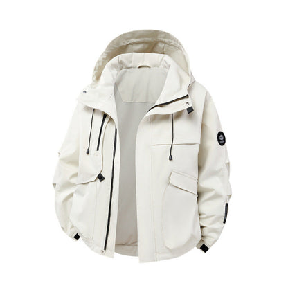 Herren Outdoor-Jacke Wasserdicht Reißverschluss Taschen Funktionale