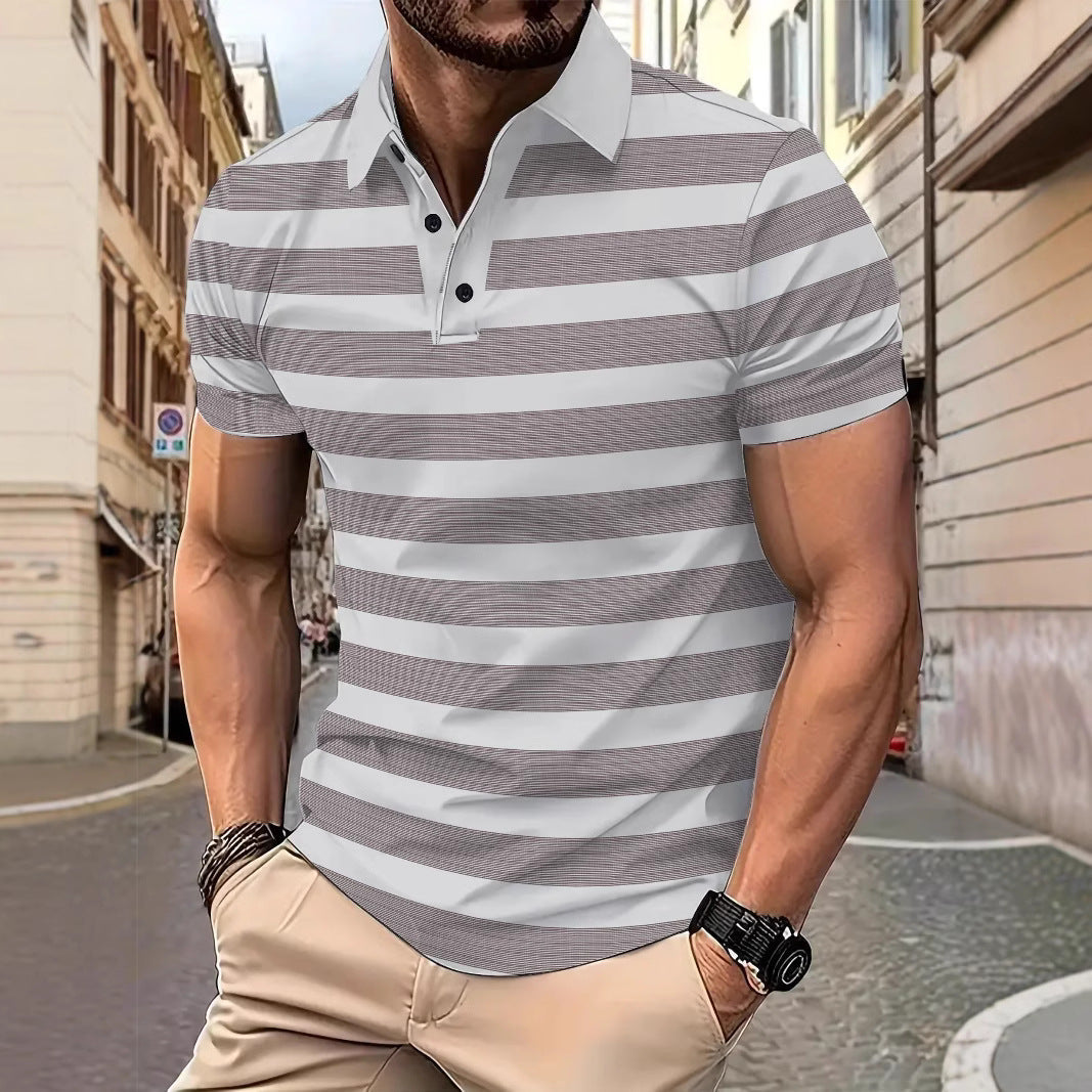 Herren Poloshirt Kurzarm Streifen atmungsaktiv Modern - BerlinGlamour