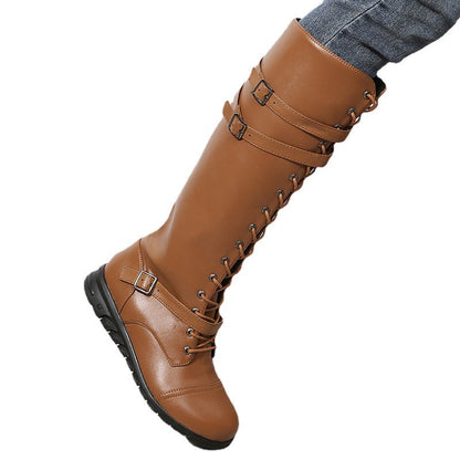 Damen Schnürstiefel Robust Moderne Riemendesign