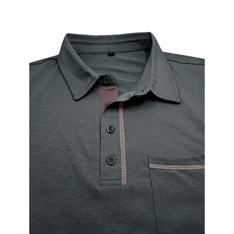 Herren Henley Hemd Kurzarm Modern mit Brusttasche