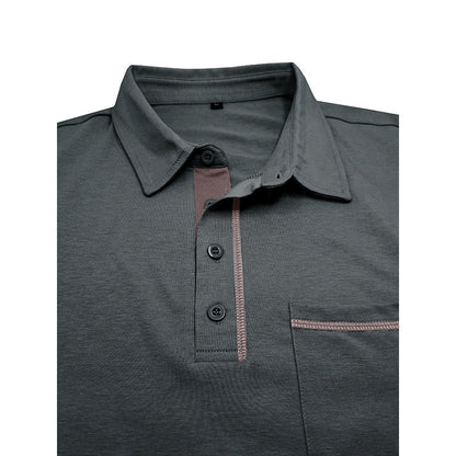 Herren Henley Hemd Kurzarm Modern mit Brusttasche