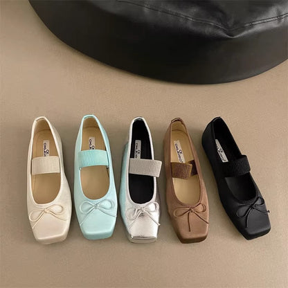 Damen Ballerinas Elastisch Schleifenakzent Moderne Frauen Schuhe