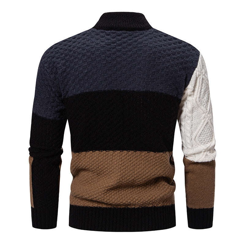 Herren Strickpullover Gemustert Hochkragen Bunt Modern