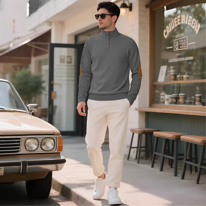 Herren Pullover Strick Eleganter Kragen Mit Knöpfen