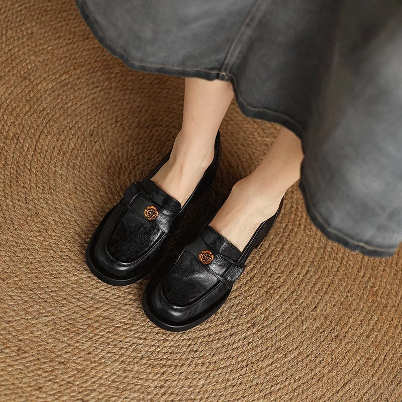Damen Mokassins Elegante Lederschuhe Mit Riemen
