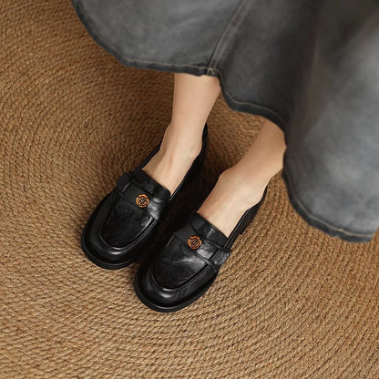 Damen Mokassins Elegante Lederschuhe Mit Riemen