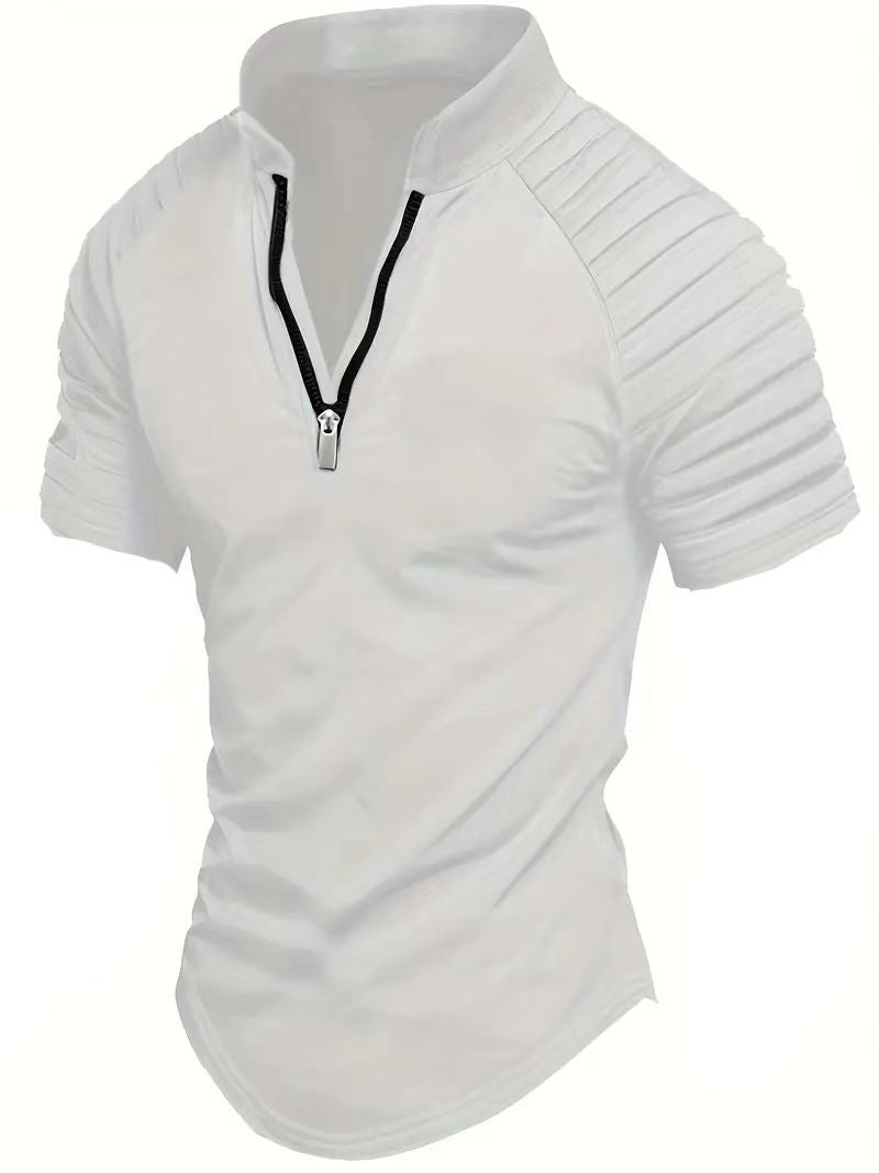 Herren Polo Kurzarm Modern Reißverschluss Sportlich