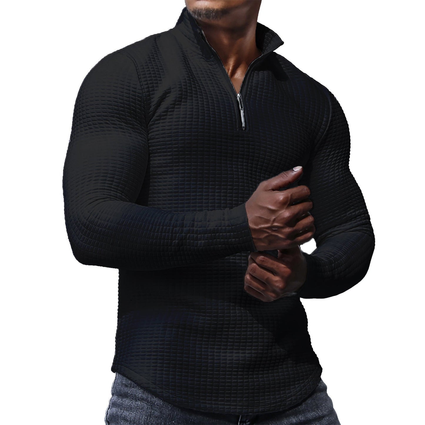 Herren Funktionsshirt Halbzipper Strukturiert Modern