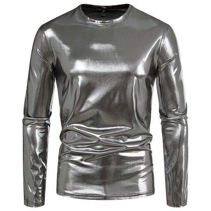 Herren Shirt Langarm Stretch Glänzend Modern