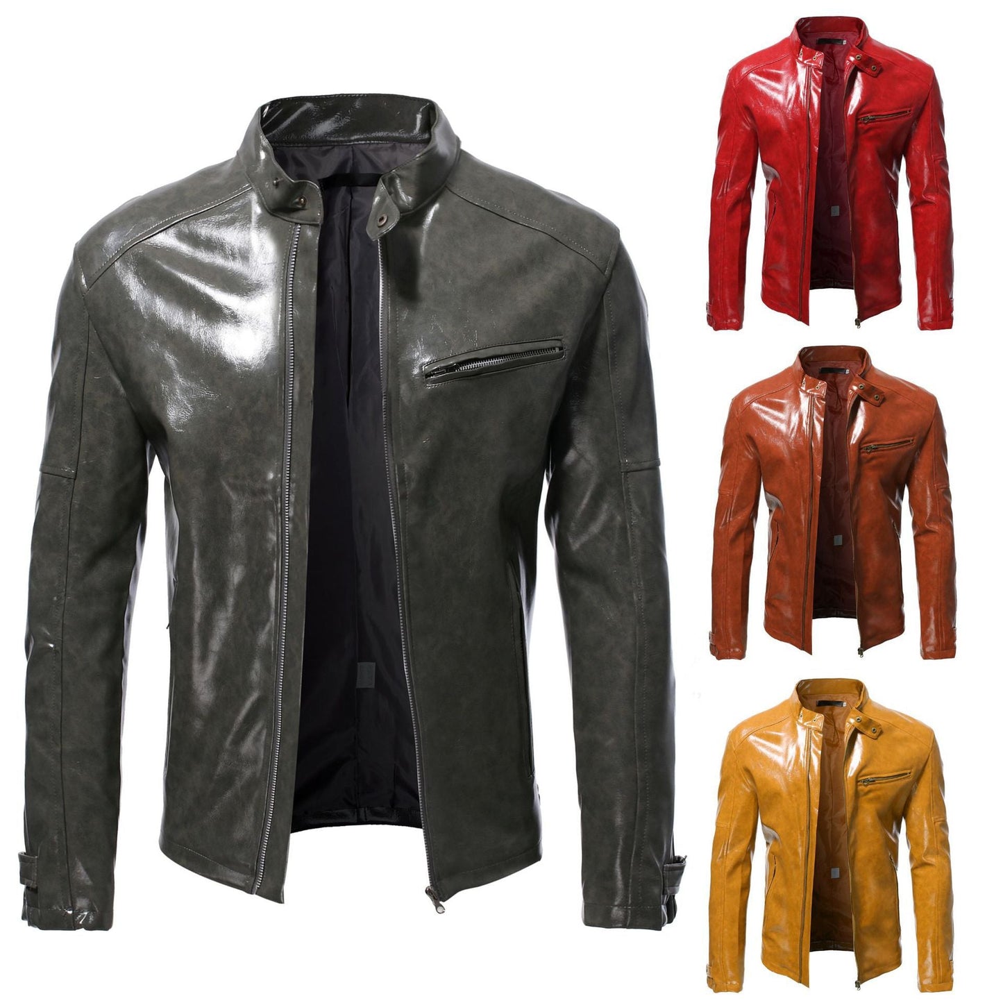 Herren Lederjacke Echtes Leder Schwarz Bikerstil - BerlinGlamour