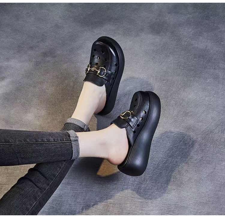 Damen Clogs mit Schnallen Design Modern Schwarz
