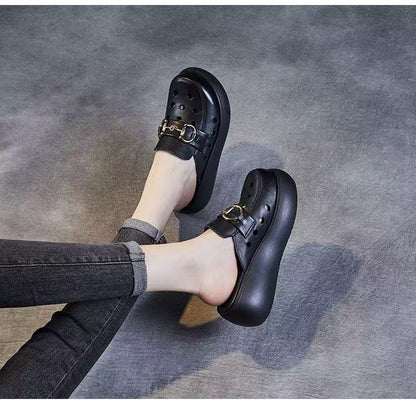 Damen Clogs mit Schnallen Design Modern Schwarz