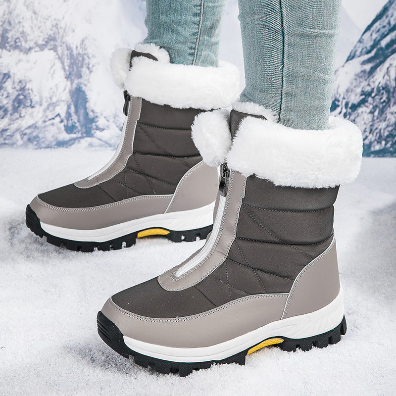 Damen Winterstiefel Warm Gefüttert Rutschfest Komfort-Reißverschluss