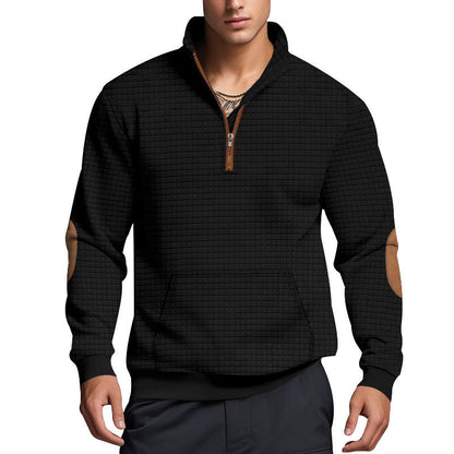 Herren Fleece-Pullover Sportlich mit Reißverschluss und Patches