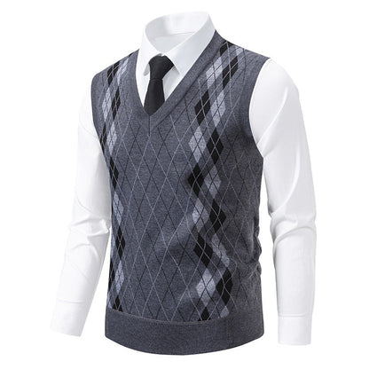 Herren Pullover V-Ausschnitt Argyle Muster Modern