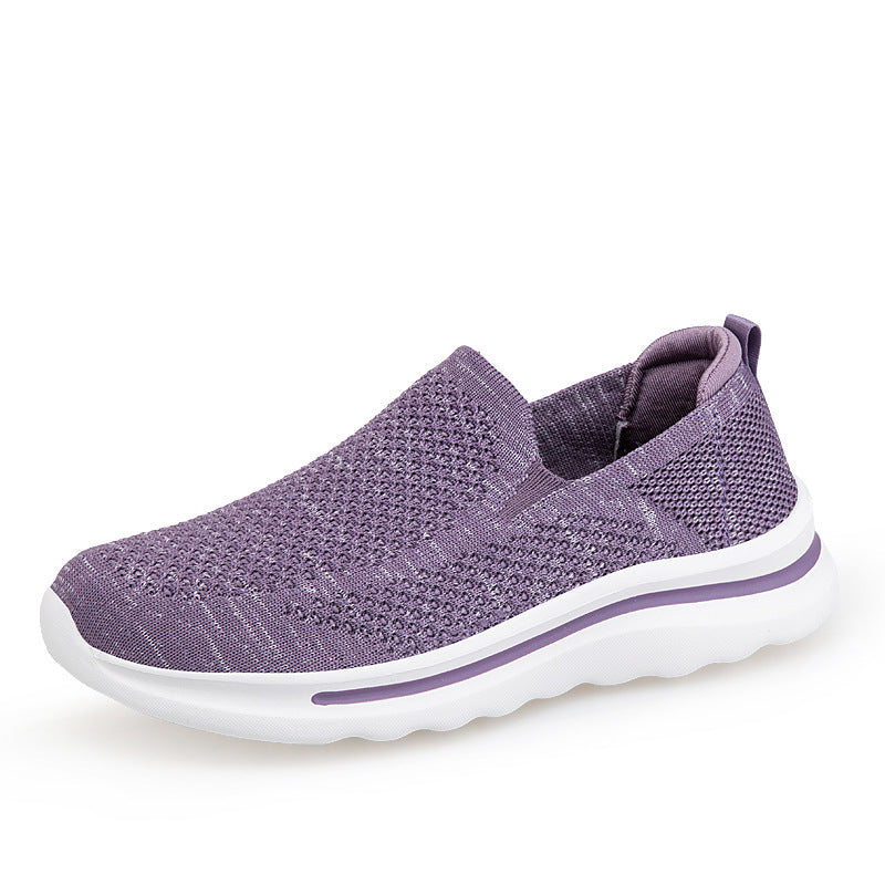 Damen Sneaker Bequem Atmungsaktiv Strick Oberteil Sportlich