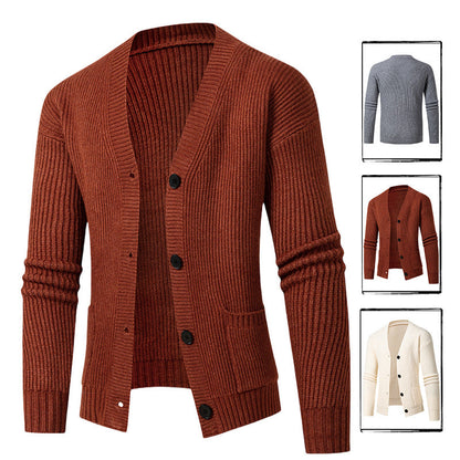 Herren Strickjacke Modern mit Feinripp Design