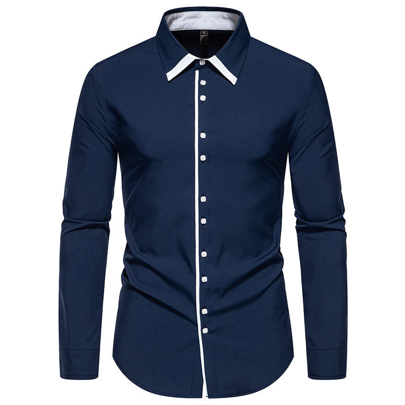 Herren Slimfit Hemd mit Kontrastkragen und Hochwertigem Stoff