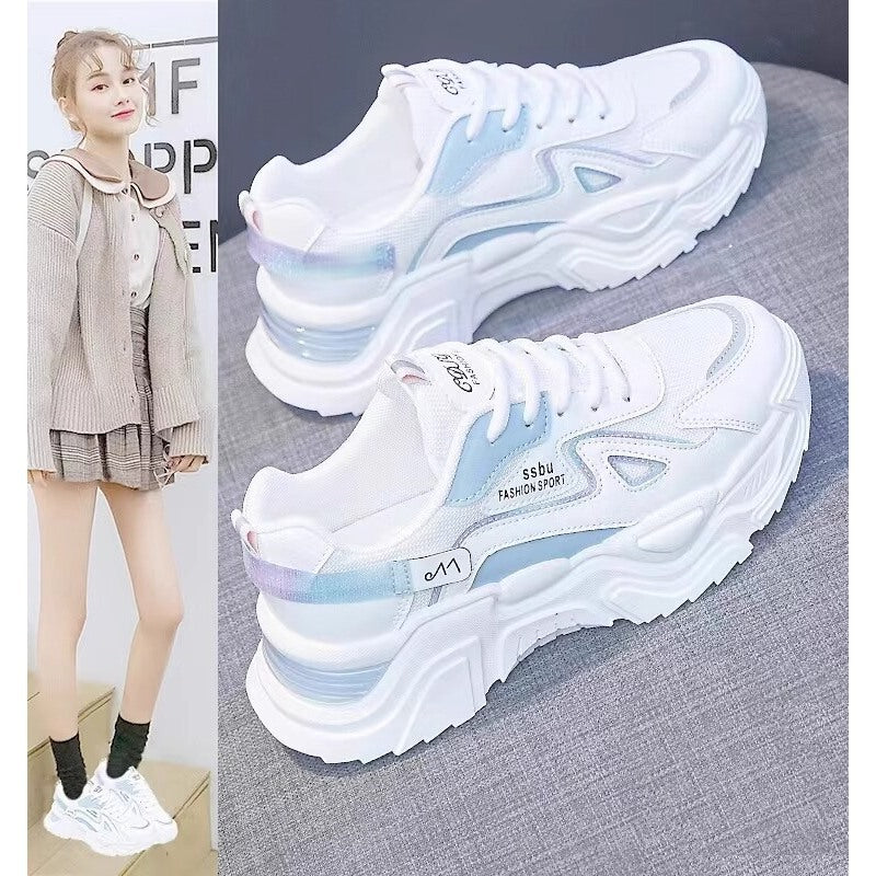 Damen Sneaker Chunky Glänzend Auffällig Modisch