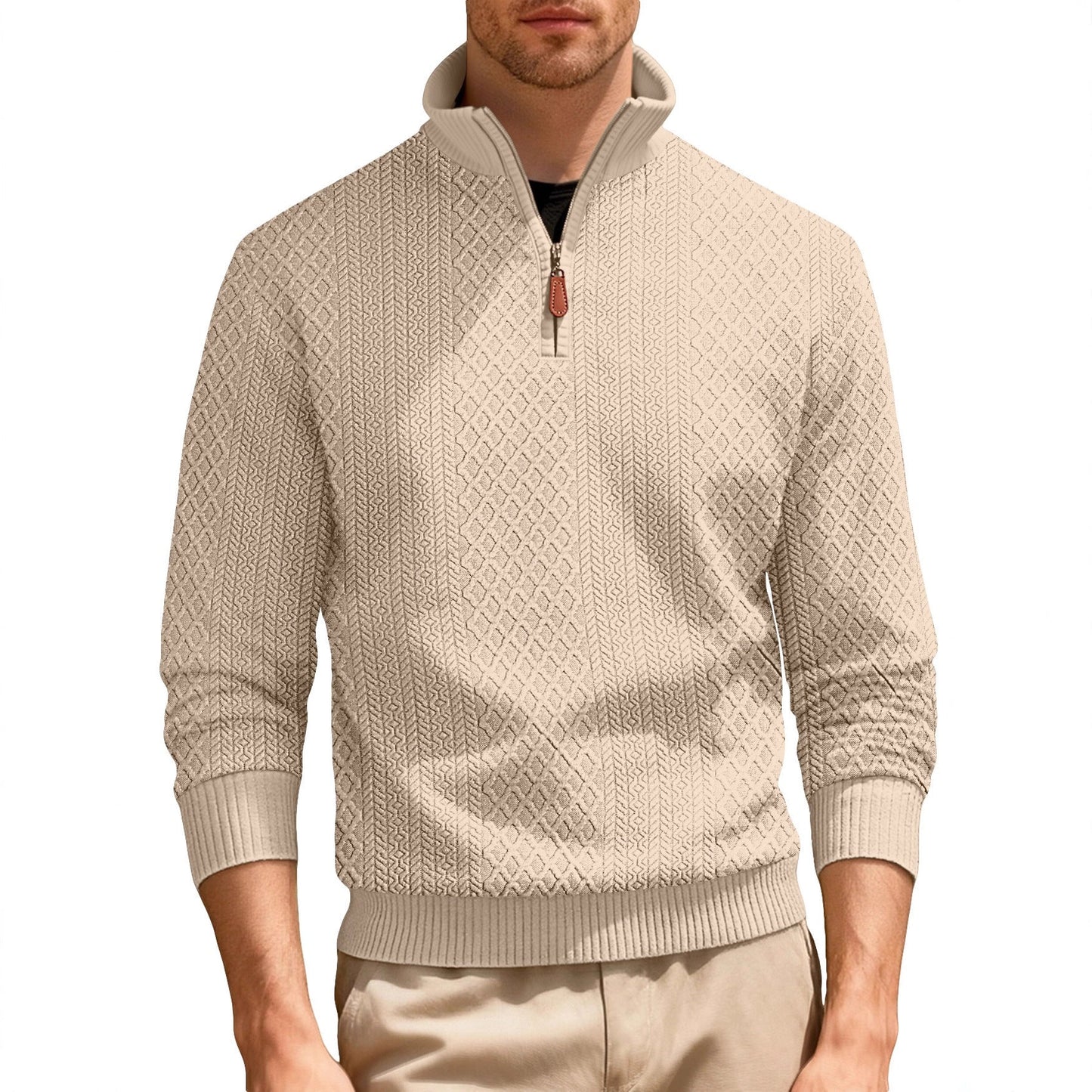 Herren Pullover Lässig Stehkragen Strick Qualität