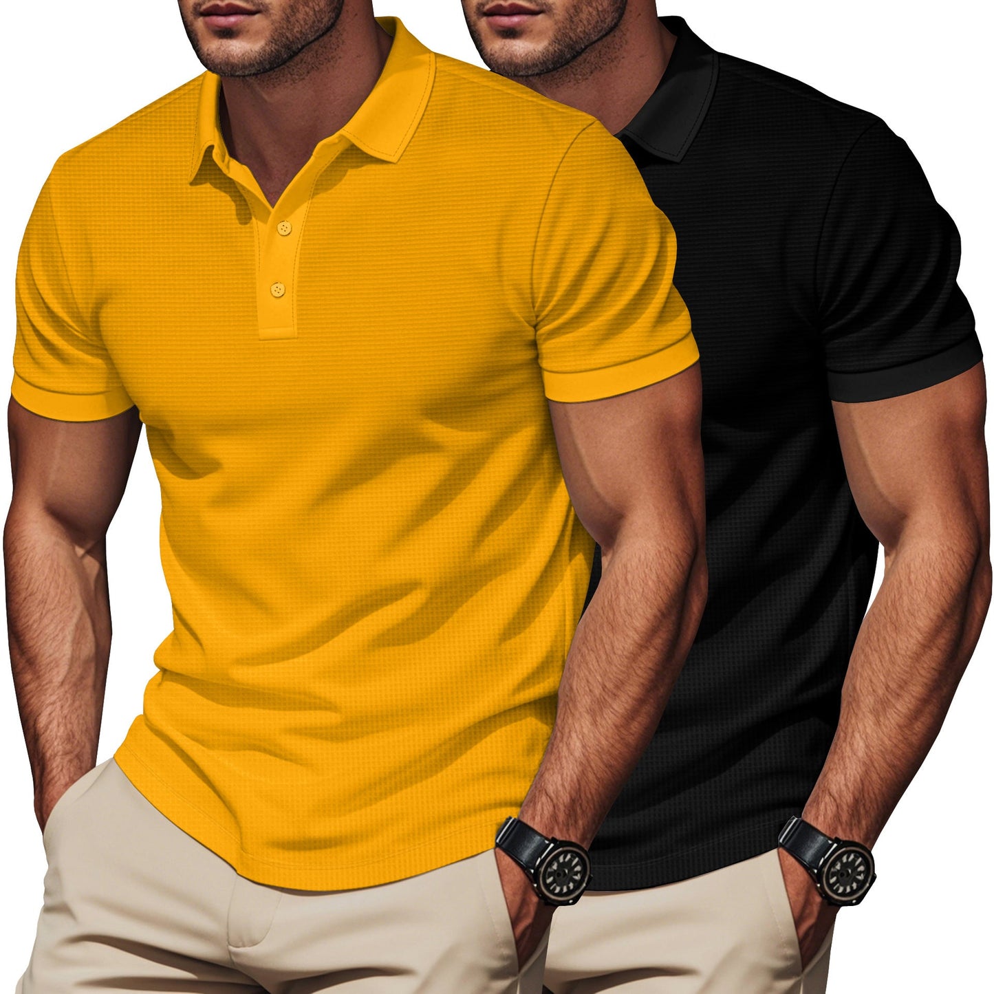 Herren Polohemd Kurzarm Modern mit Strukturkragen Elegantes Design