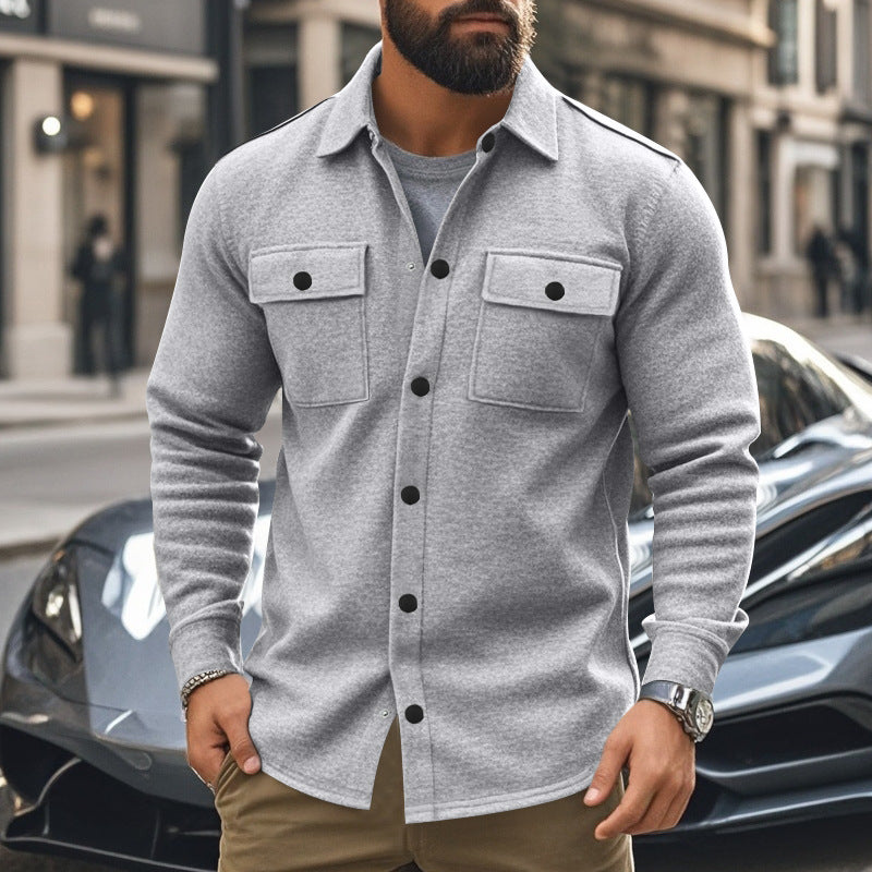 Herren Jacke Overhemd mit Taschen Strukturiert Modern