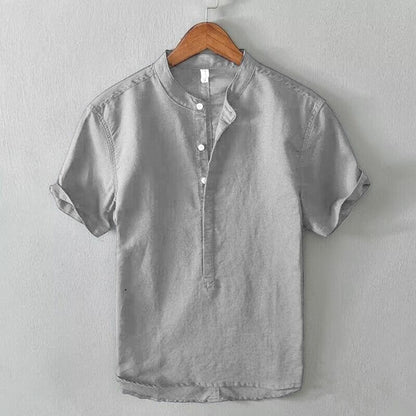 Herren Hemd Kurzarm Stehkragen Modern Elegant