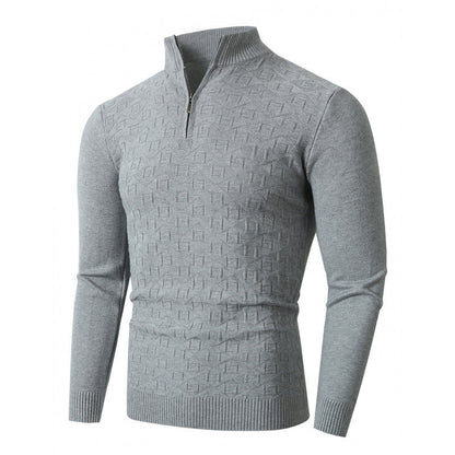Herren Strickpullover Modern Zopfmuster Halbreißverschluss