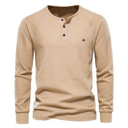 Herren Langarmshirt Modern mit Knopfleiste und Struktur Oberfläche