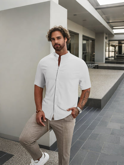 Herren Kurzarmhemd Modern Komfortabel Sommer