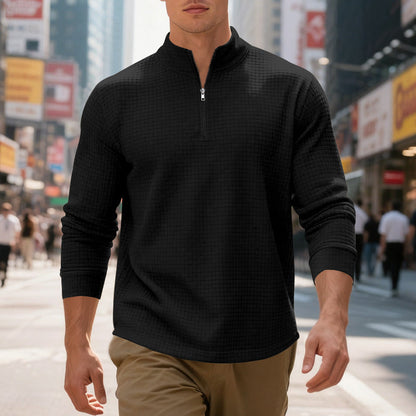 Herren Sportpullover Strukturiert Modern Zip