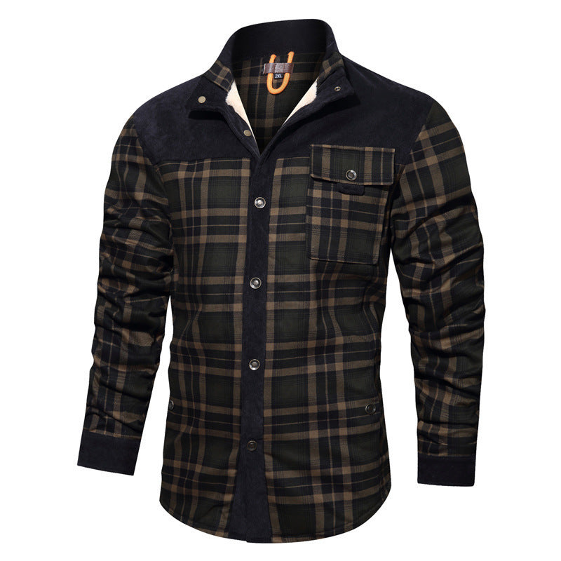 Herren Flanellhemd Warm mit Druckdetails Elegant