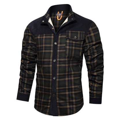 Herren Flanellhemd Warm mit Druckdetails Elegant