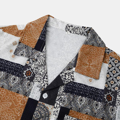 Männer Kurzarmhemd Patchwork Design mit Brusttasche