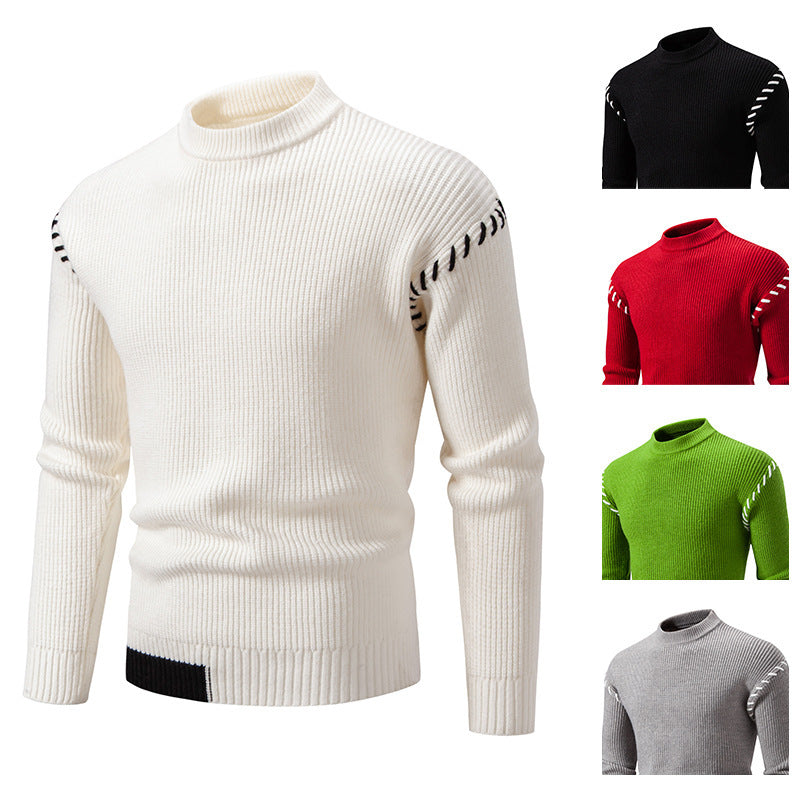 Herren Pullover Strick Modern Hochkragen Zopfmuster Trendy - BerlinGlamour