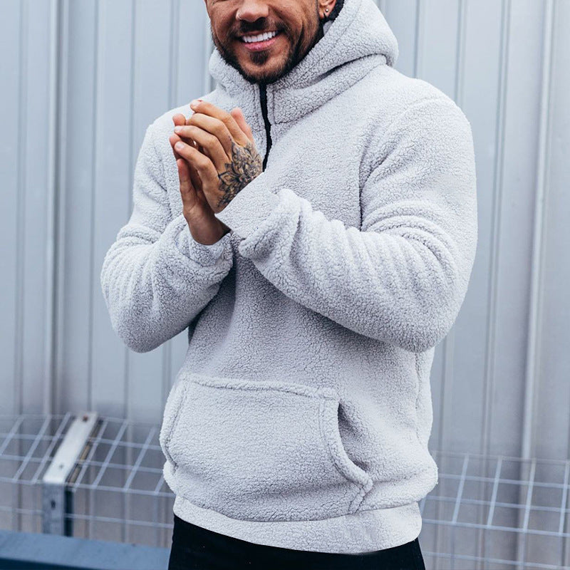 Herren Fleece Pullover Kapuzenpullover Weich Warm mit Taschen - BerlinGlamour