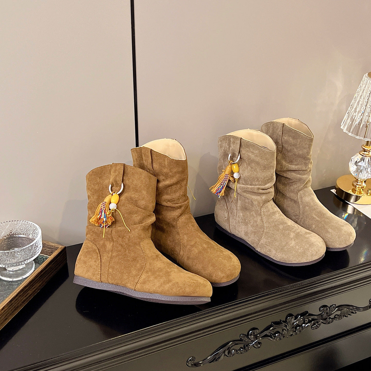 Damen Winterstiefel Weiches Wildleder Bequem Schnallen - BerlinGlamour