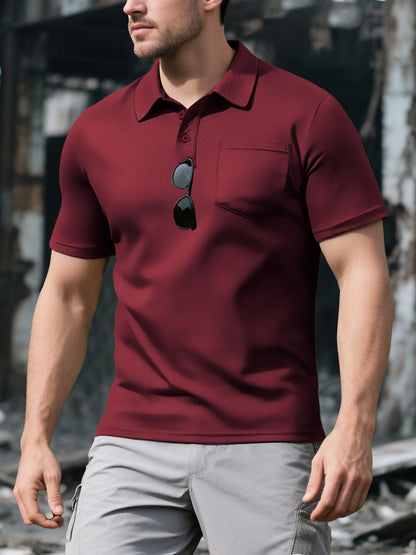 Herren Polohemd Modern mit Brusttasche und Struktur