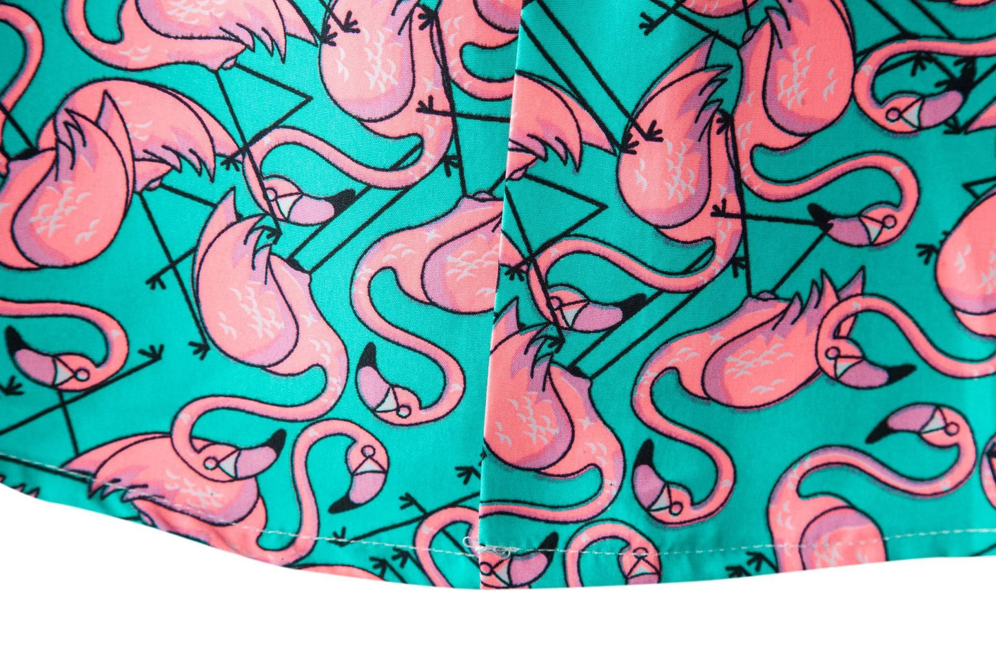 Herren Kurzarmhemd Flamingo Muster Leicht Sommer