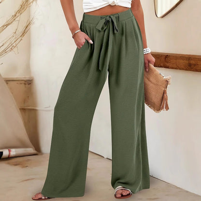 Damen Palazzo Hose Leicht und Luftig mit Taschen Sommer