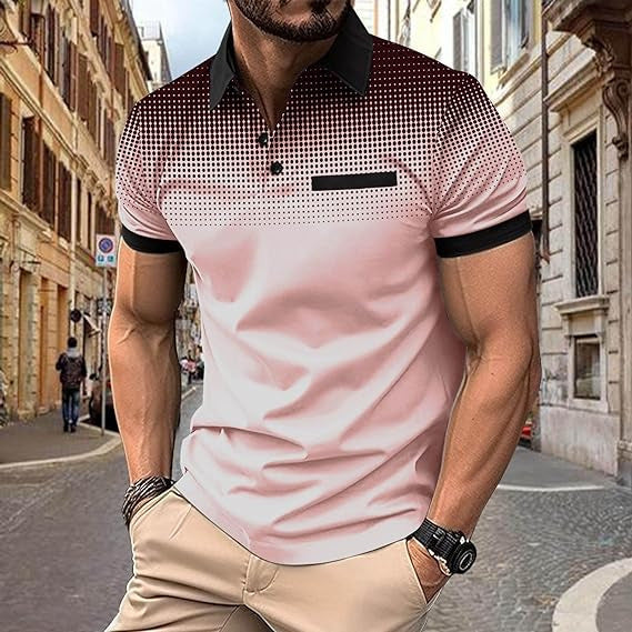 Herren Polo-Shirt Kurzarm Gradient Muster Trendig