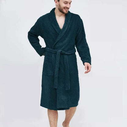 Herren Frottee Bademantel Weich mit Gürtel